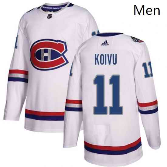 Mens Adidas Montreal Canadiens 11 Saku Koivu Authentic White 2017 100 Classic NHL Jersey